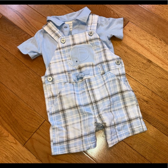 First Impressions Elephant Overalls, 6 mo - Picture 1 of 6